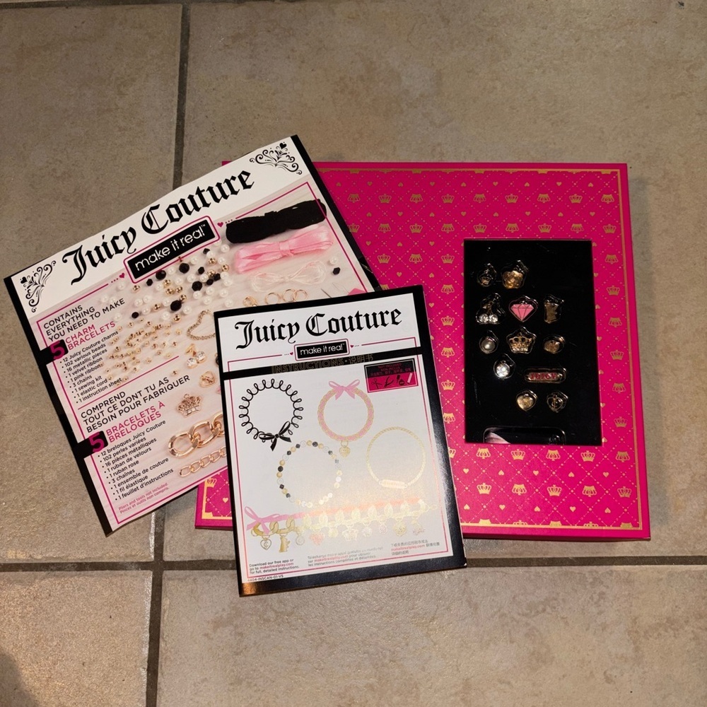 Juicy Couture Charm Bracelet Making Kit Pink and Gold Jewelry Kit Cute NIB